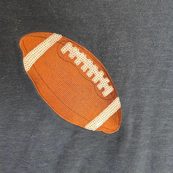 Women’s Medium Bua Bua Blue Sequin Football 3/4 Sleeve Pullover Tunic Top - Picture 3 of 16